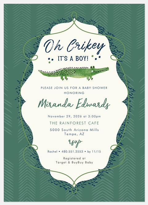 Oh Crikey Baby Shower Invitations