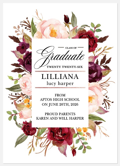 Floral Border Graduation Cards