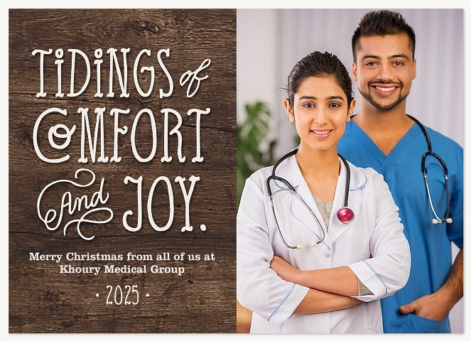 Woodgrain Tidings Business Holiday Cards