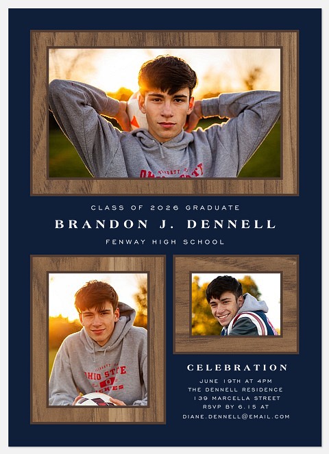 Woodgrain Frames Graduation Cards