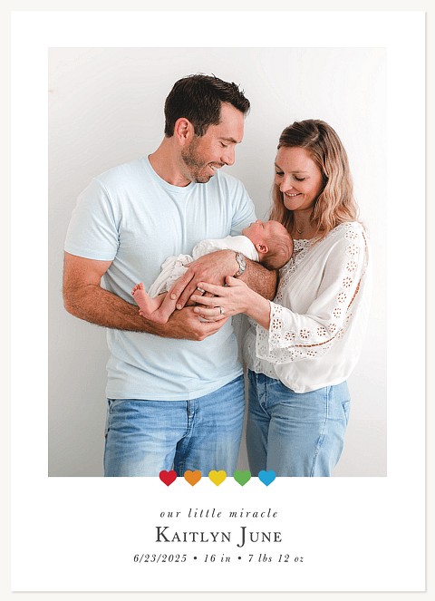 Rainbow Hearts Baby Announcements