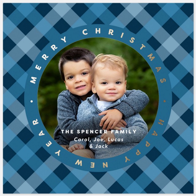 Checkered Plaid Holiday Photo Cards