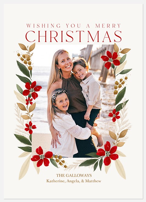 Painted Florals Holiday Photo Cards