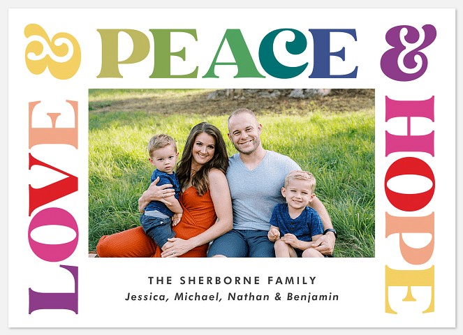 Retro Rainbow Holiday Photo Cards