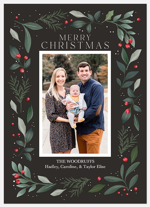 Botanical Flora Holiday Photo Cards