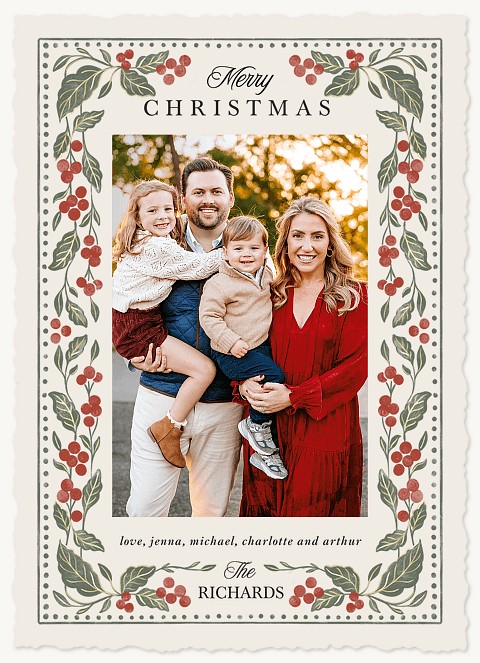 Botanical Berry Frame Personalized Holiday Cards