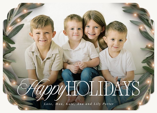Glowing Holly Personalized Holiday Cards