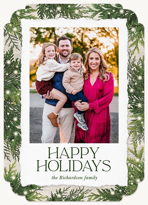 Twinkling Greenery Personalized Holiday Cards