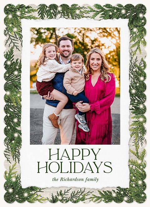 Twinkling Greenery Personalized Holiday Cards