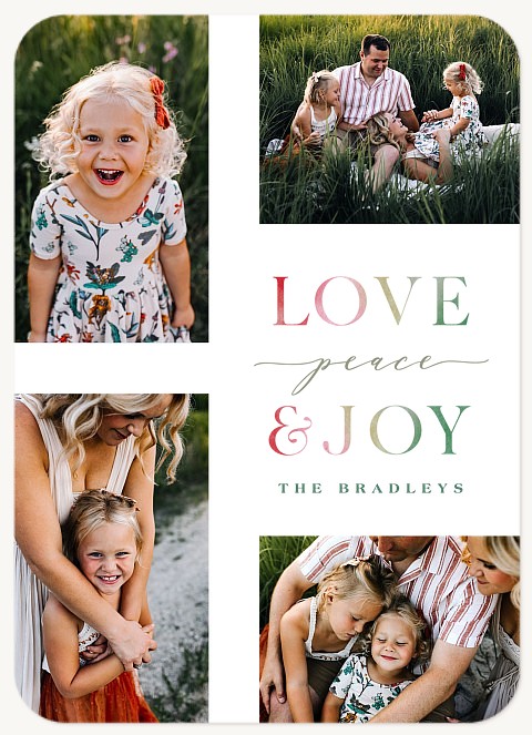 Love, Peace & Joy Personalized Holiday Cards