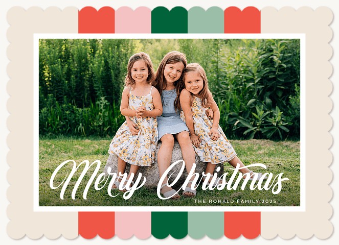 Stripe Nostagia Personalized Holiday Cards