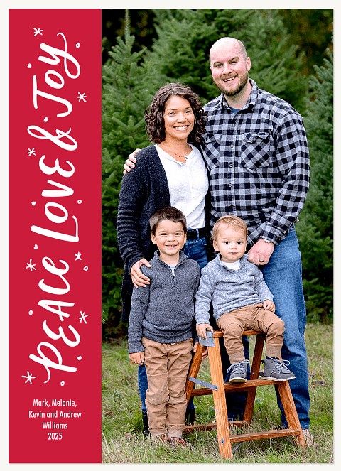 Vertical Lettering Personalized Holiday Cards