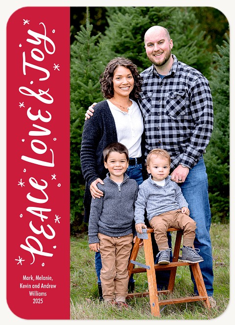Vertical Lettering Personalized Holiday Cards