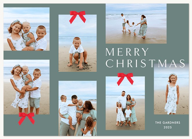 Bow Accents Personalized Holiday Cards