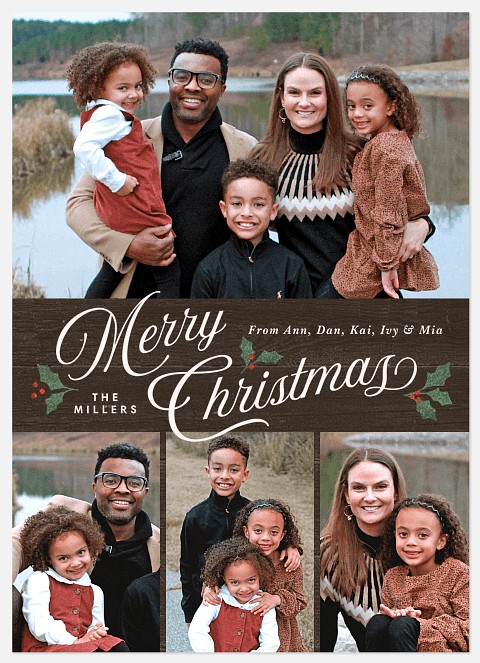 Vintage Holly Holiday Photo Cards