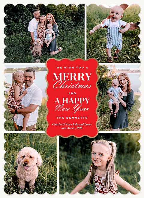 Center Scallop Personalized Holiday Cards