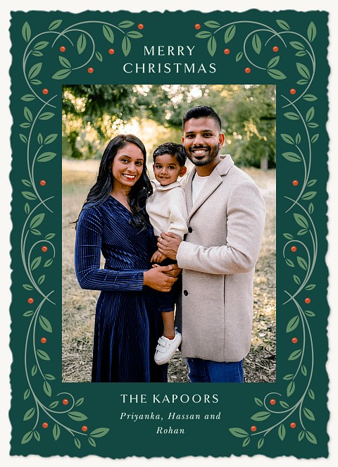 Swirling Leaves Personalized Holiday Cards