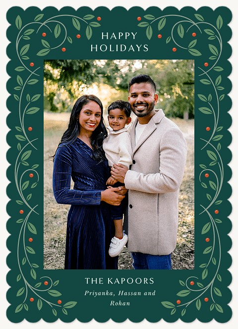 Swirling Leaves Personalized Holiday Cards