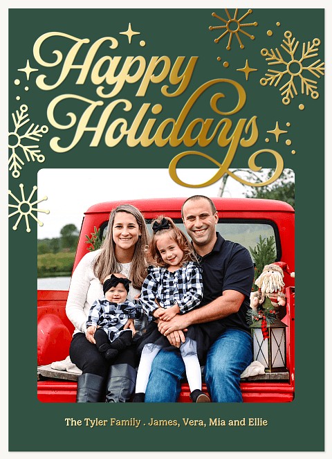 Retro Snowflakes Personalized Holiday Cards