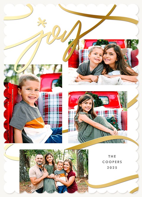 Joyful Ribbon Personalized Holiday Cards