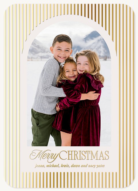Golden Arch Stripes Personalized Holiday Cards