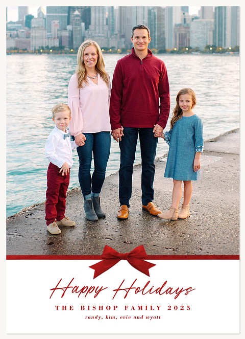 Tiny Red Bow Personalized Holiday Cards
