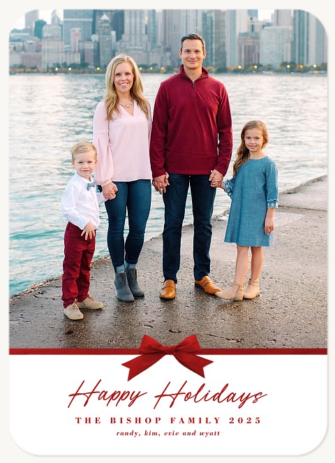 Tiny Red Bow Personalized Holiday Cards