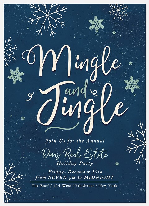 Mingling Snow Holiday Party Invitations
