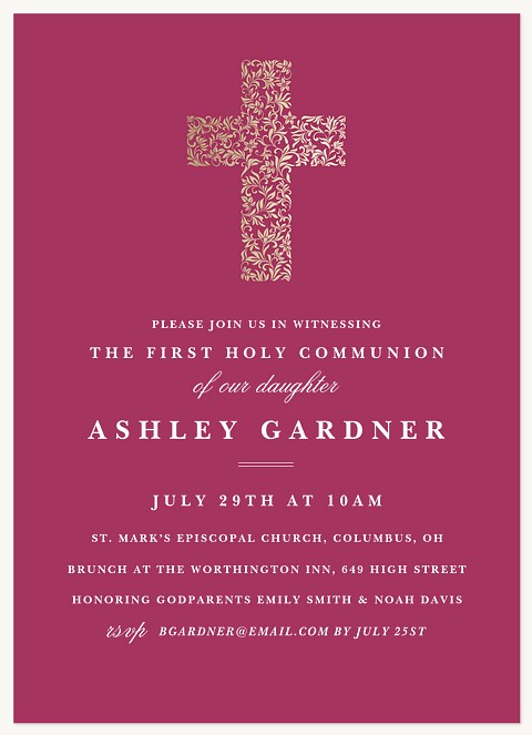 Filigree Faith First Communion Invitations