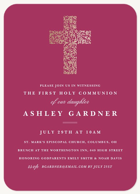 Filigree Faith First Communion Invitations