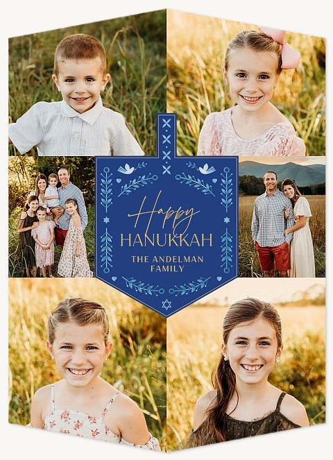 Floral Dreidel Hanukkah Cards