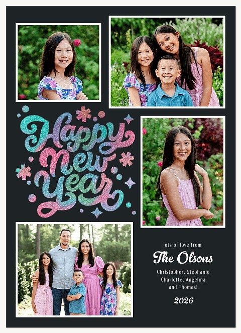 New Year Sparkle Personalized Holiday Cards