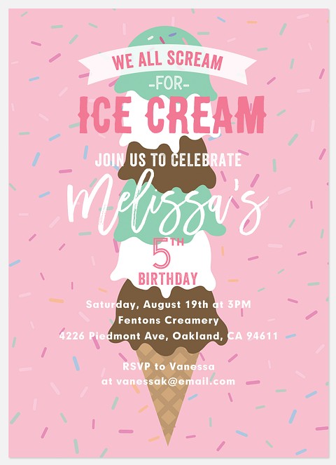 Ice Cream Social Kids' Birthday Invitations