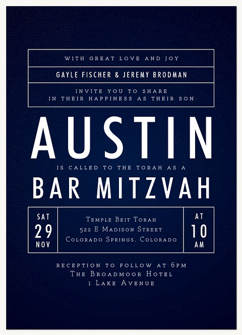 Bold Type Bar Mitzvah Invitations