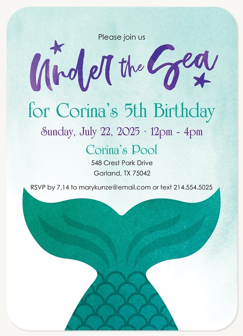 Under the Sea Kids Birthday Invitations