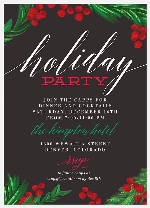 Painted Pine Holiday Party Invitations