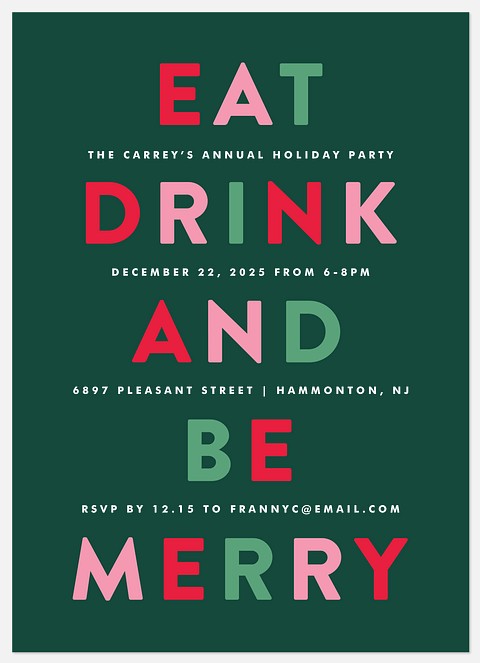 Sugarplum Punch Holiday Party Invitations