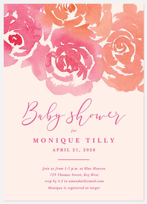 Watercolor Bouquet Baby Shower Invitations