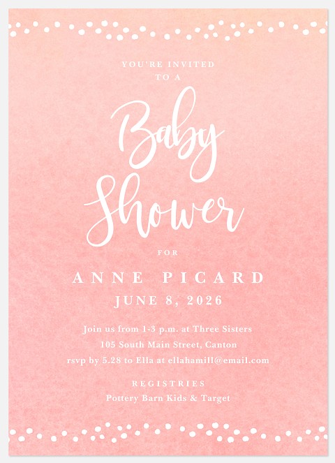 Watercolor Wash Baby Shower Invitations