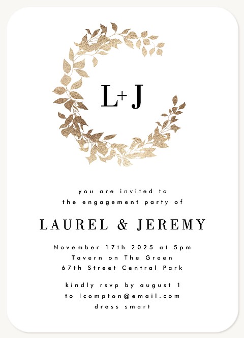 Monogram Wreath Engagement Party Invitations