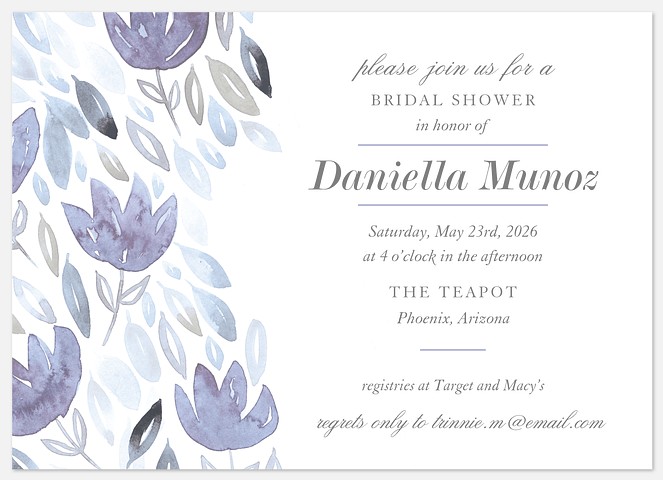 Romantic Watercolor Bridal Shower Invitations