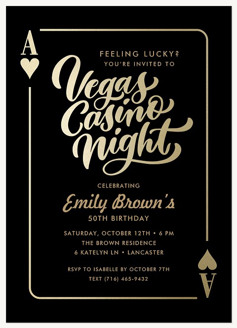 Lucky Ace Adult Birthday Party Invitations
