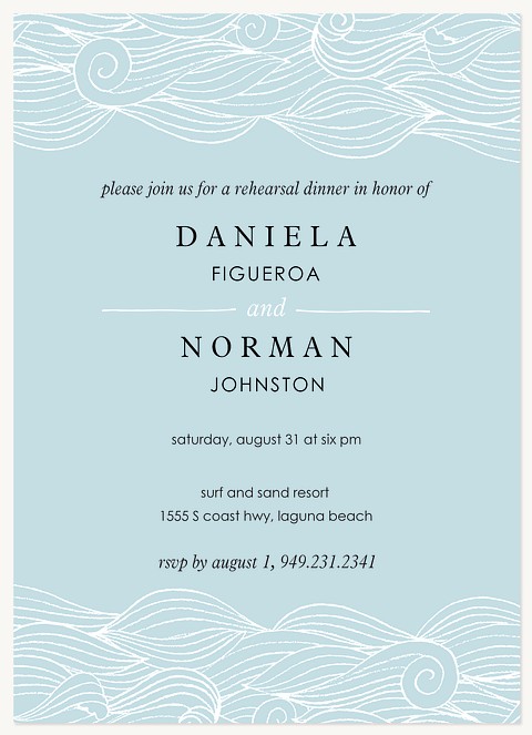 Ocean Swirls Rehearsal Dinner Invitations