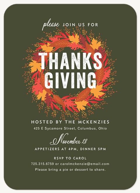 Leaf Wreath Thanksgiving Cards