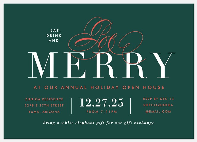 Bold Merry Holiday Party Invitations