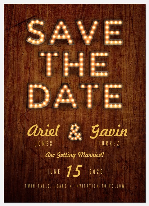 Marquee Lights Save the Date Photo Cards