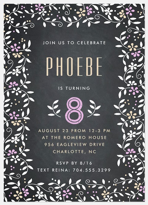 Chalkboard Garden Kids' Birthday Invitations