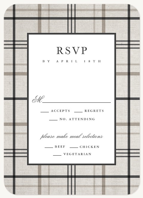 Linen & Plaid Wedding RSVP Cards