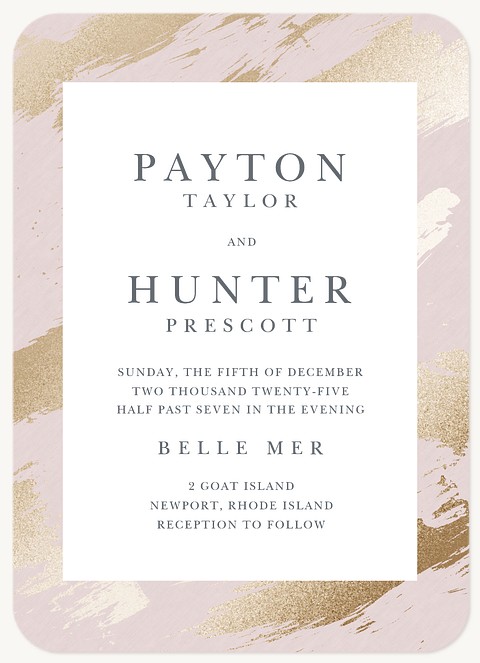 Golden Brush Wedding Invitations