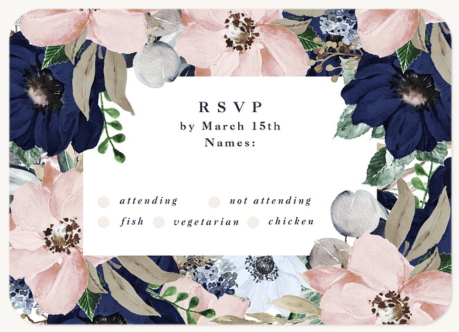 Ocean Floral Wedding RSVP Cards